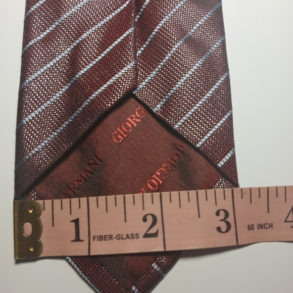 Giorgio Armani Red and Gray Striped Tie - Picture 6 of 6